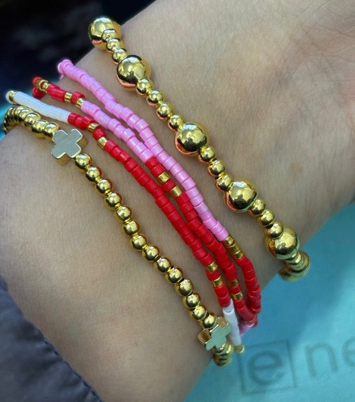 Pink & Red Beaded Bracelets