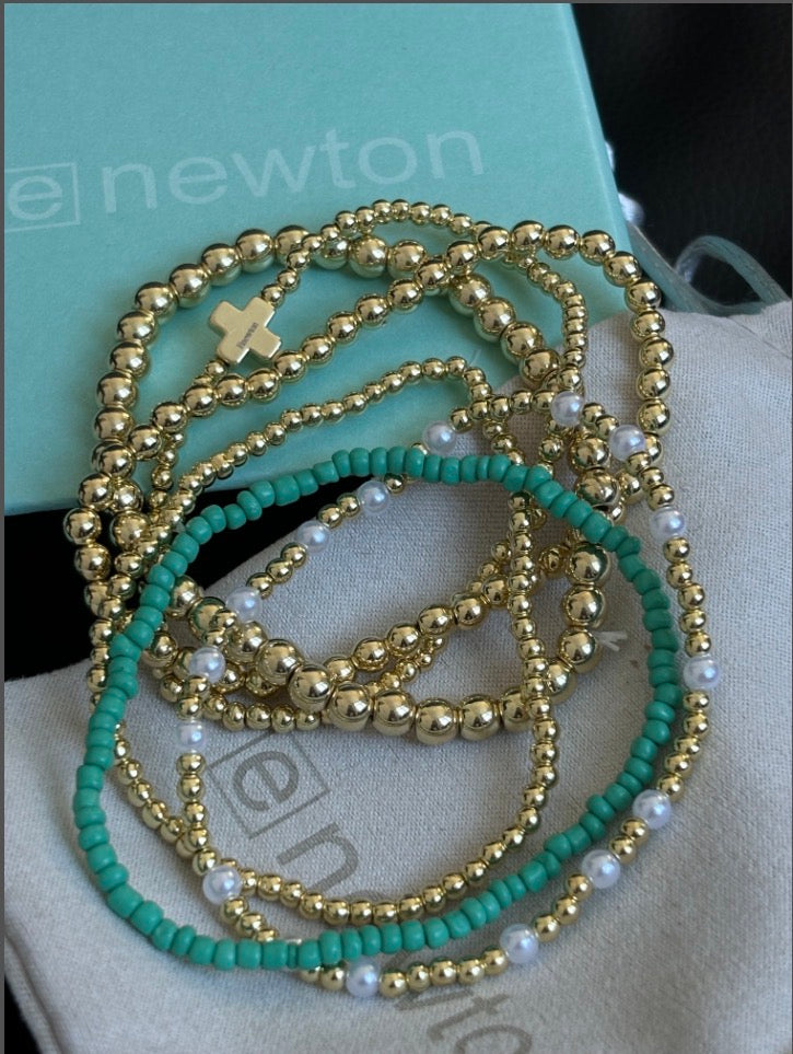 Turquoise & Gold Beaded Bracelets